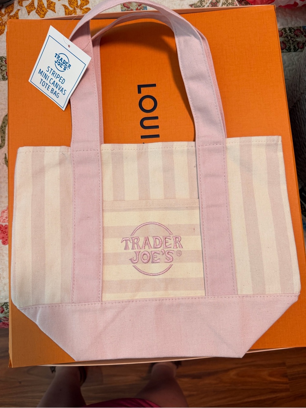 Trader Joe’s Pink Striped Mini Canvas Tote Bag